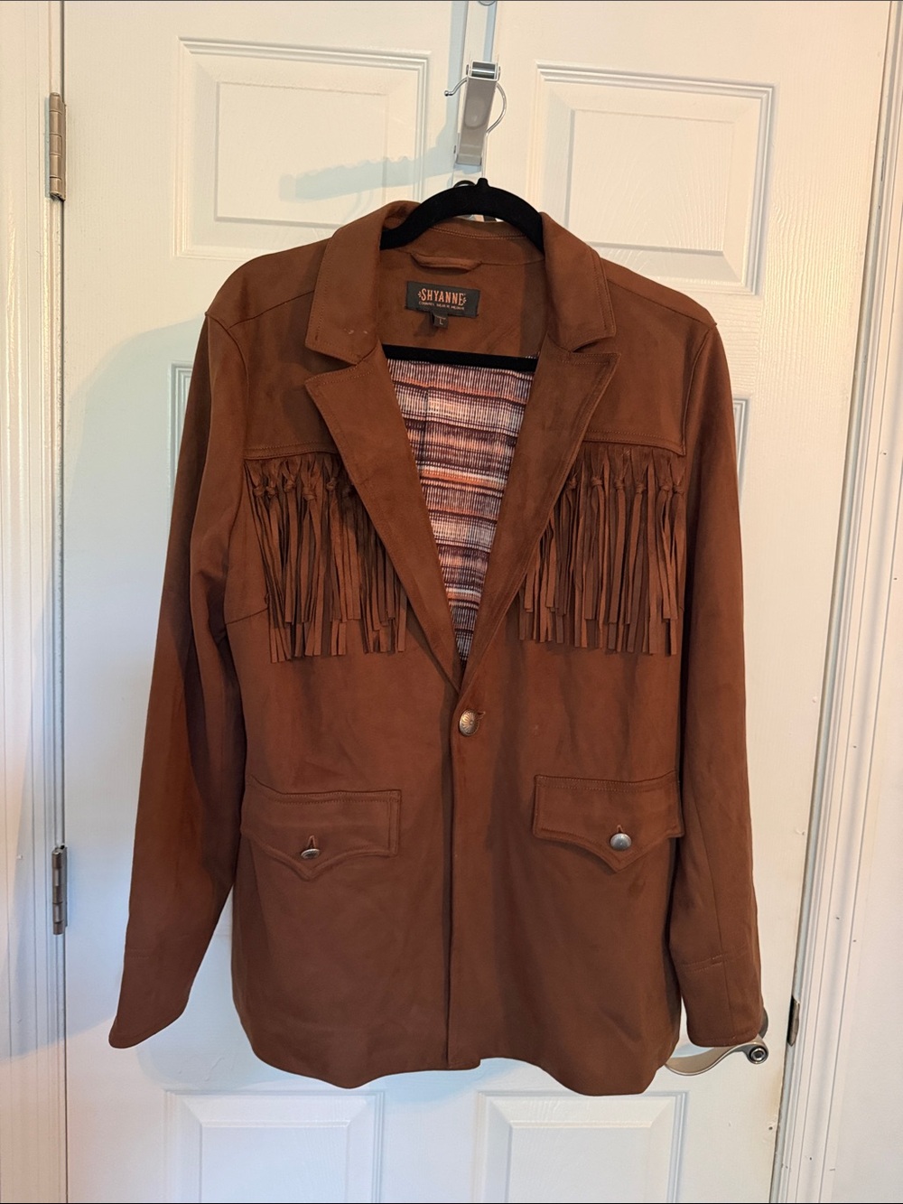 Shyanne Chestnut Fringe Suede Blazer